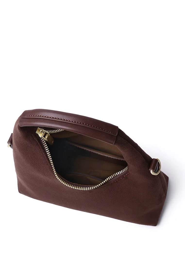 Sunova Faux Suede Mini Top Handle Bag (Espresso)
