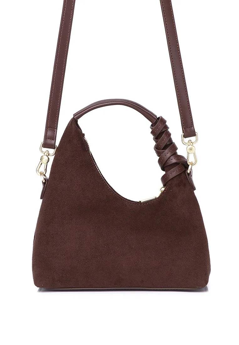 Sunova Faux Suede Mini Top Handle Bag (Espresso)