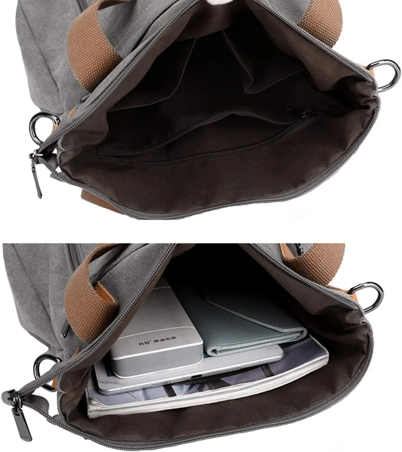 Sunshinejing Women's Canvas Tote Bag Work Shoulder Crossbody Bags Vintage Multi-pocket Handbags