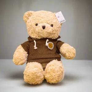 Super Soft Cream Teddy Bear with Warm Knit Hoodie - 50cm