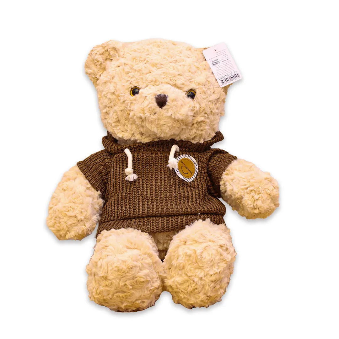 Super Soft Cream Teddy Bear with Warm Knit Hoodie - 50cm