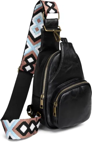 SVIWDSK Small Sling Bag for Women Leather Crossbody Purse Waist Bags Fanny Pack Chest Bag for Travel and Daily Use, Black, Sling Backpacks