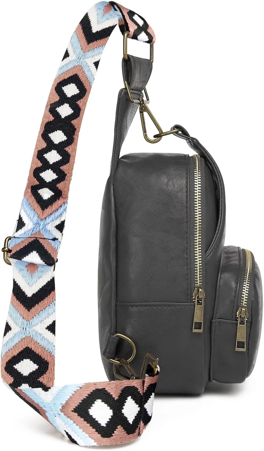 SVIWDSK Small Sling Bag for Women Leather Crossbody Purse Waist Bags Fanny Pack Chest Bag for Travel and Daily Use, Black, Sling Backpacks
