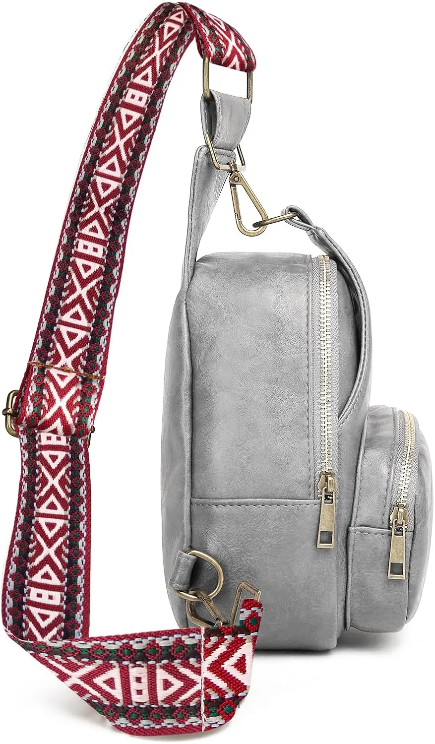 SVIWDSK Small Sling Bag for Women Leather Crossbody Purse Waist Bags Fanny Pack Chest Bag for Travel and Daily Use, Grey, Sling Backpacks