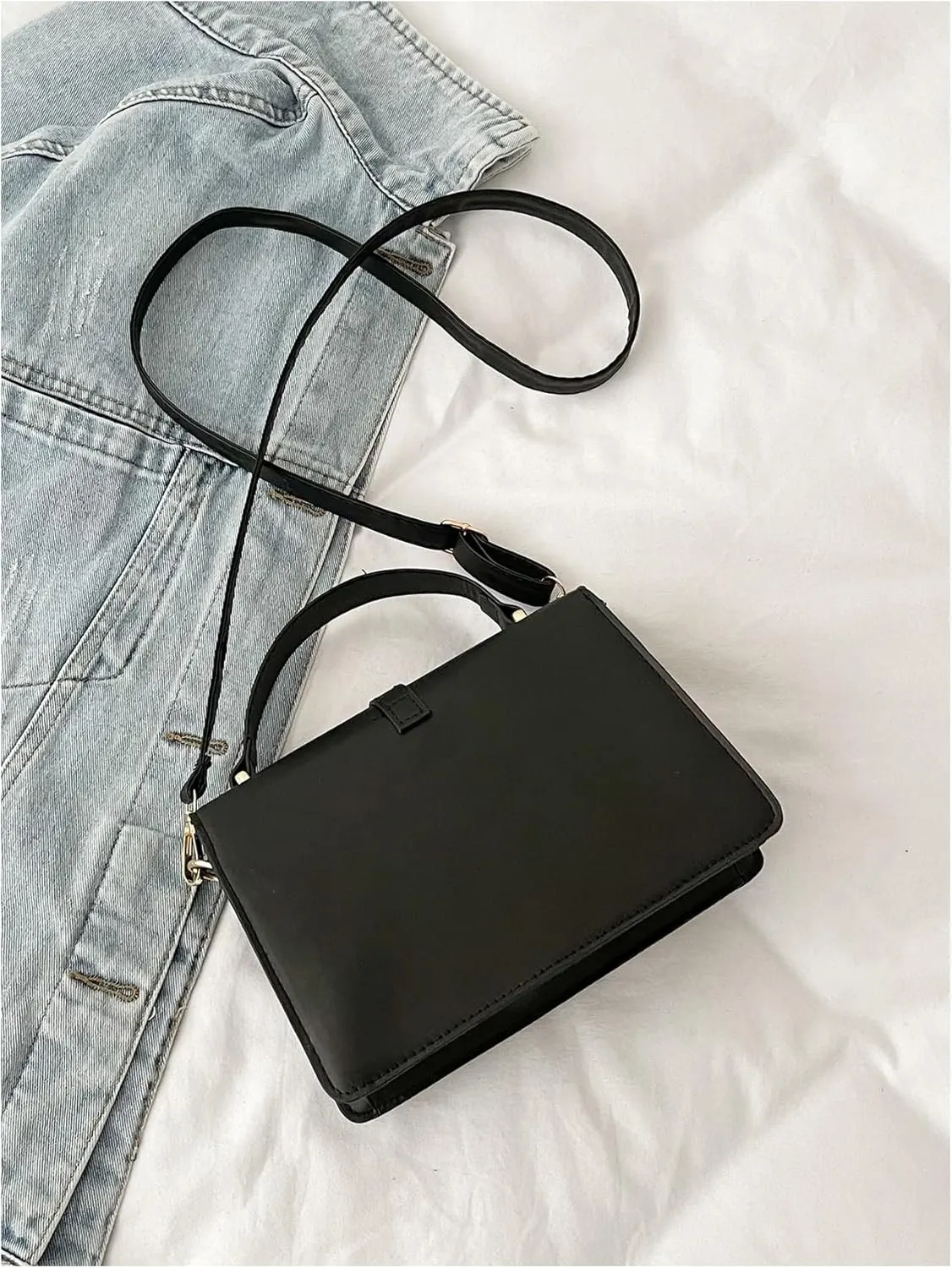 SweatyRocks Women's Buckle Flap Crossbody Bag PU Leather Adjustable Strap Shoulder Bags