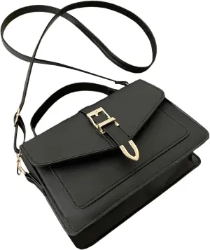 SweatyRocks Women's Buckle Flap Crossbody Bag PU Leather Adjustable Strap Shoulder Bags