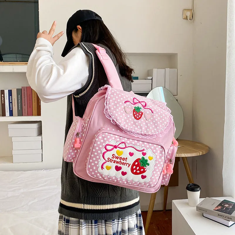 Sweet Strawberry Soft Girl Backpack