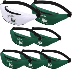 Sweetude 7 Pcs Camp Bachelorette Waist Bags Bride Bridesmaid Proposal Present Adjustable Waist Bags for Bridal Shower, White, Green, Modern Style