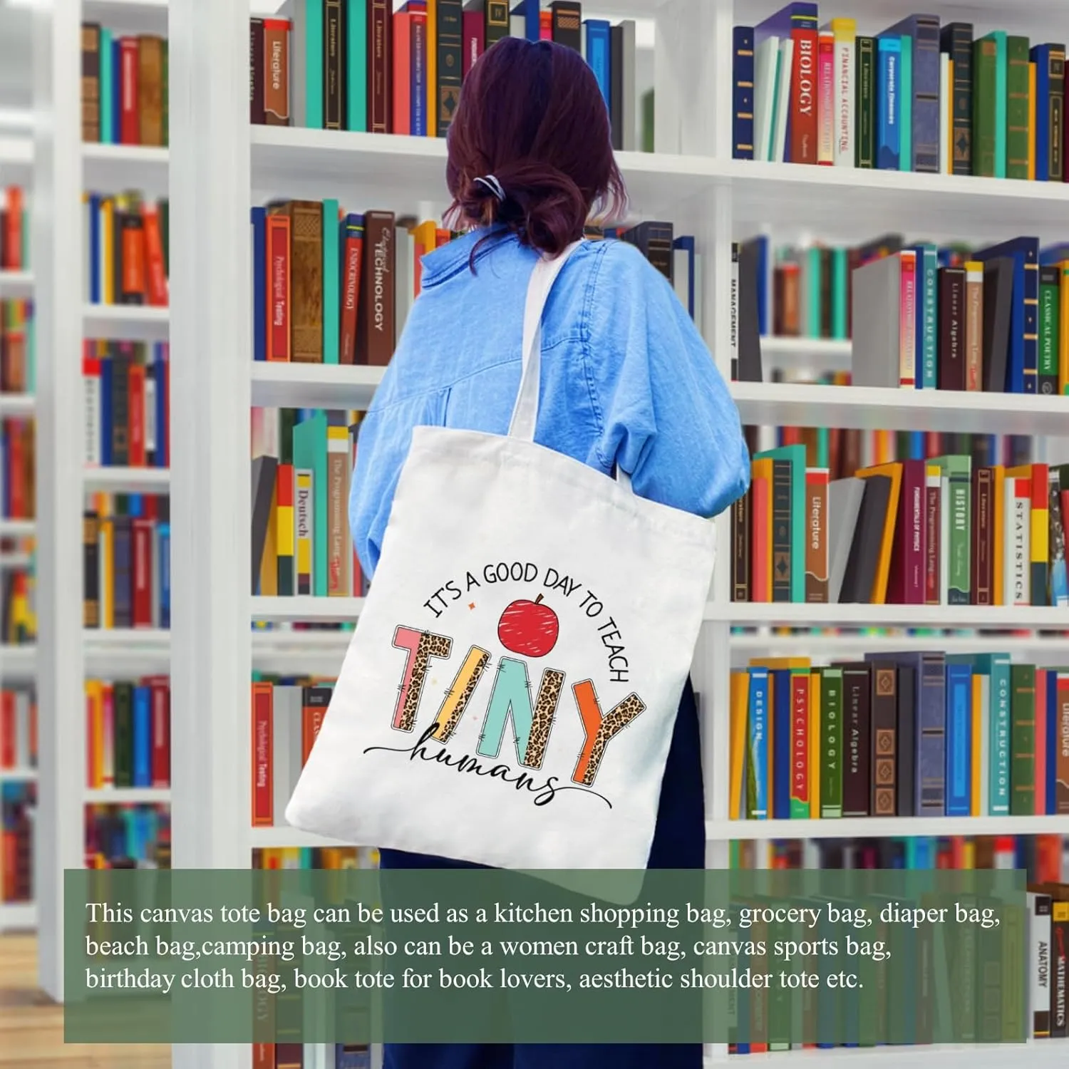 Teacher Appreciation Gifts Canvas Tote Bags Aesthetic for Women Cloth Cotton Bags Travel Bag Reusable Grocery Shopping Bag