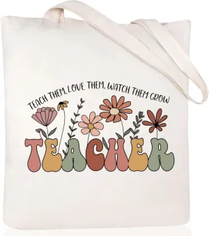 Teacher Appreciation Gifts Canvas Tote Bags Aesthetic for Women Cloth Cotton Bags Travel Bag Reusable Grocery Shopping Bag