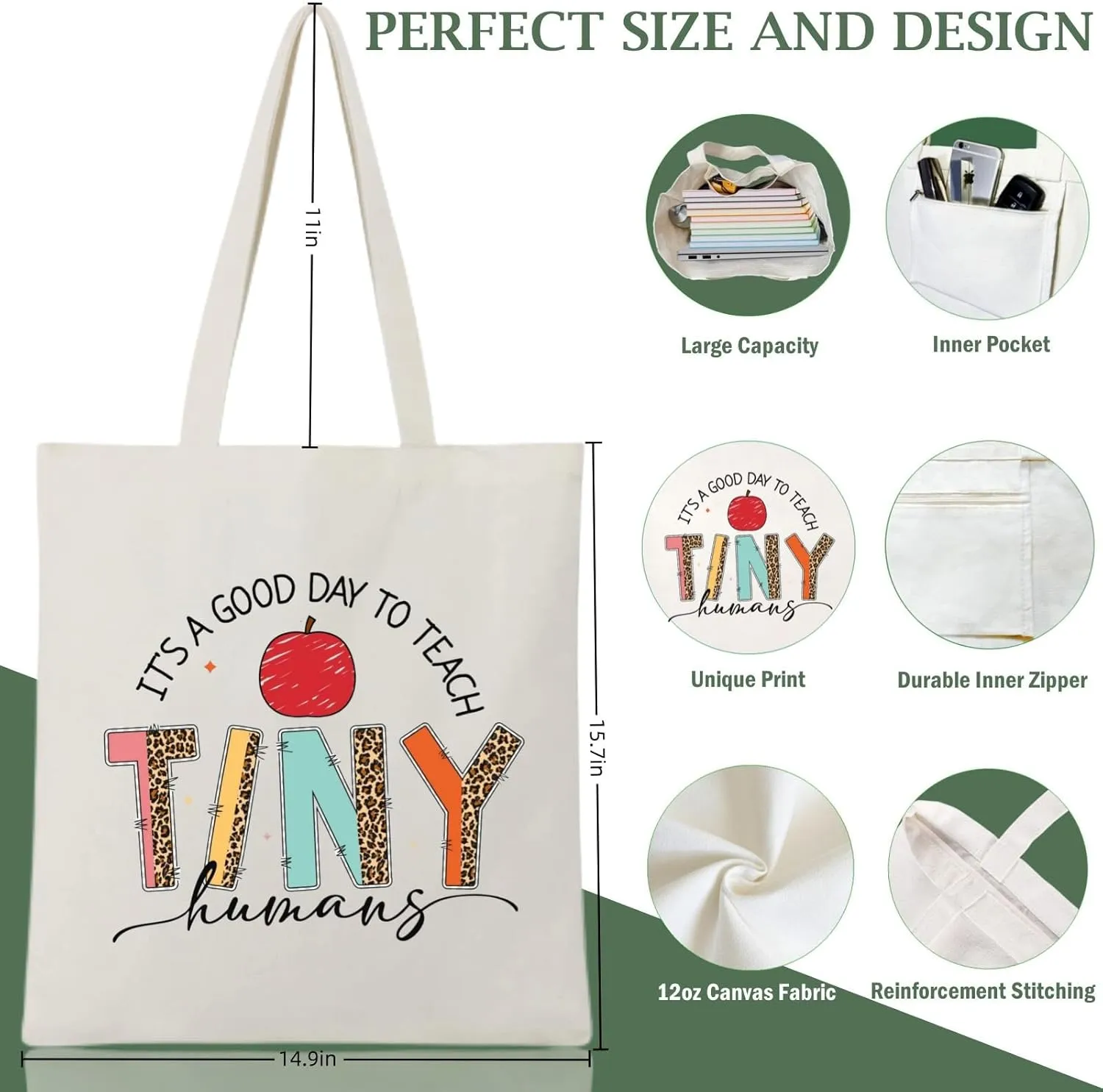 Teacher Appreciation Gifts Canvas Tote Bags Aesthetic for Women Cloth Cotton Bags Travel Bag Reusable Grocery Shopping Bag