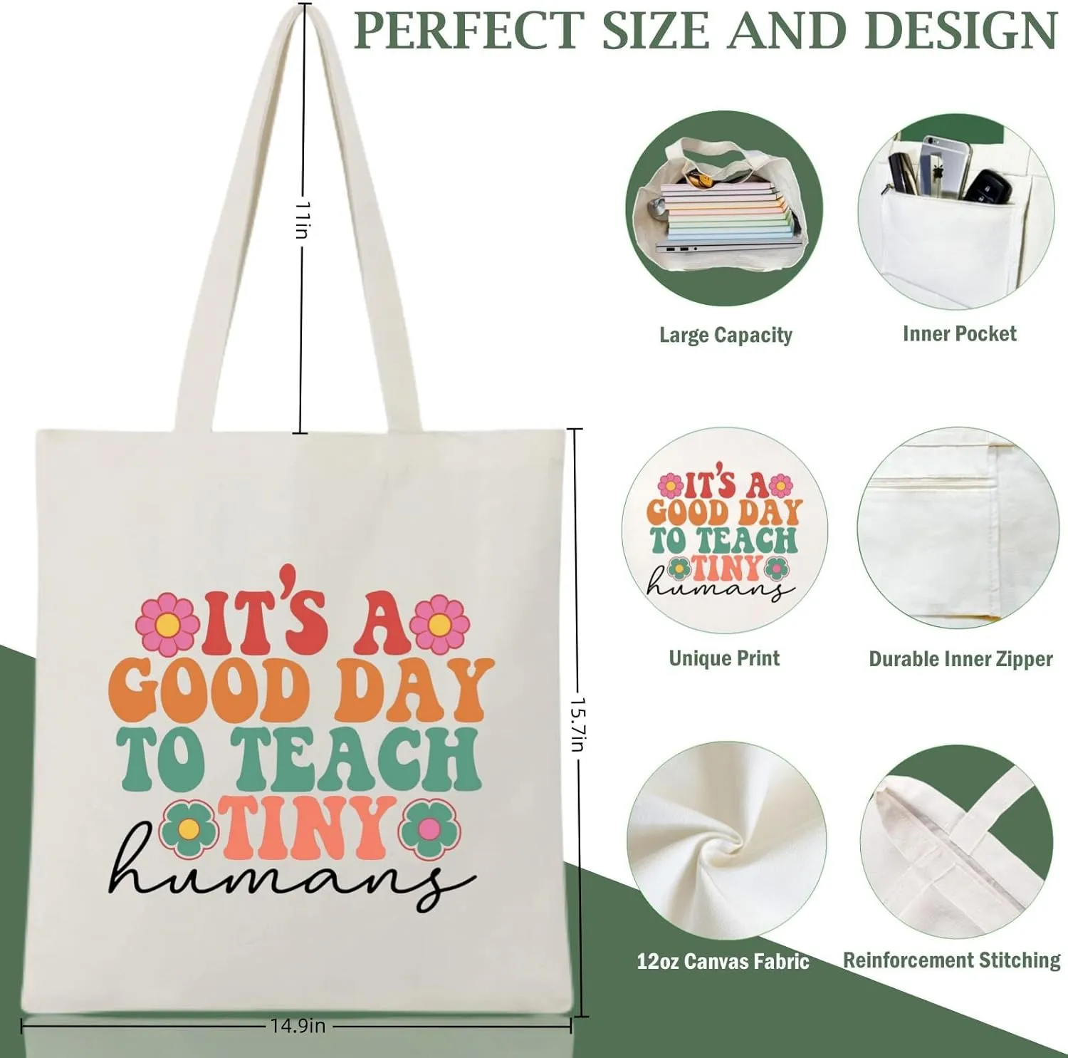 Teacher Appreciation Gifts Canvas Tote Bags Aesthetic for Women Cloth Cotton Bags Travel Bag Reusable Grocery Shopping Bag