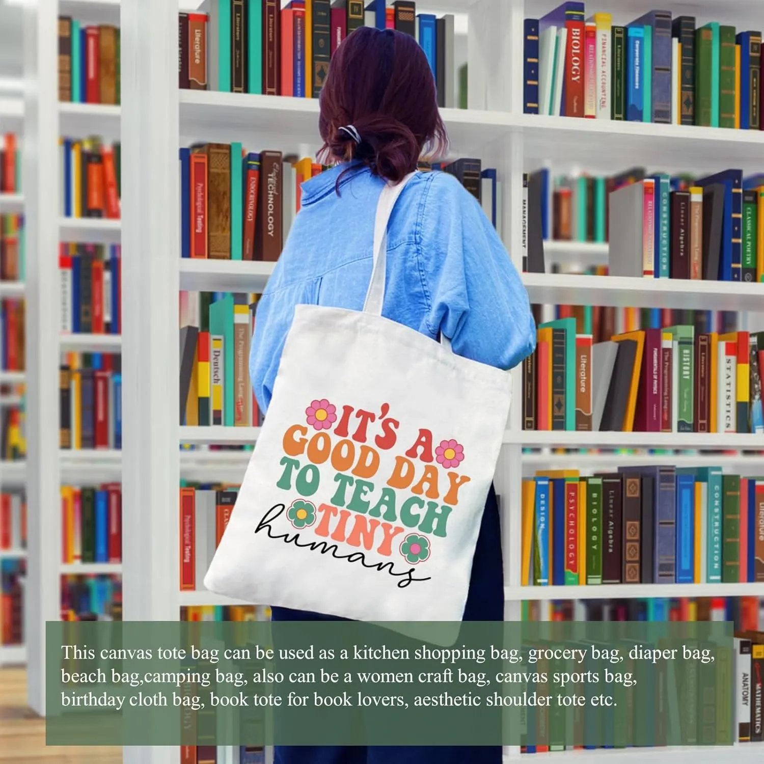 Teacher Appreciation Gifts Canvas Tote Bags Aesthetic for Women Cloth Cotton Bags Travel Bag Reusable Grocery Shopping Bag