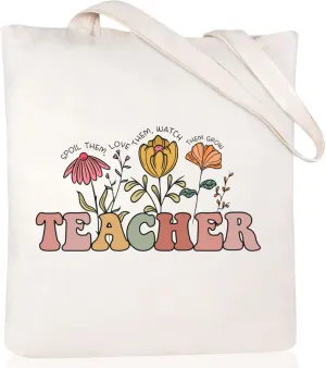 Teacher Appreciation Gifts Canvas Tote Bags Aesthetic for Women Cloth Cotton Bags Travel Bag Reusable Grocery Shopping Bag