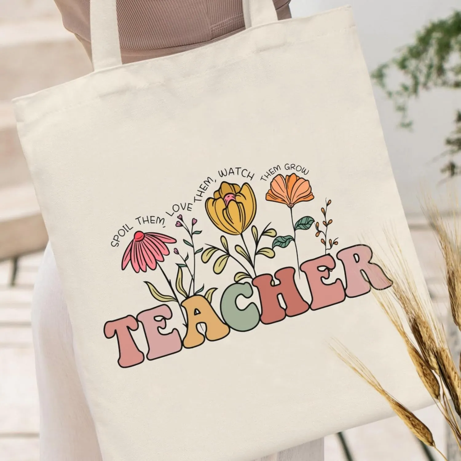 Teacher Appreciation Gifts Canvas Tote Bags Aesthetic for Women Cloth Cotton Bags Travel Bag Reusable Grocery Shopping Bag