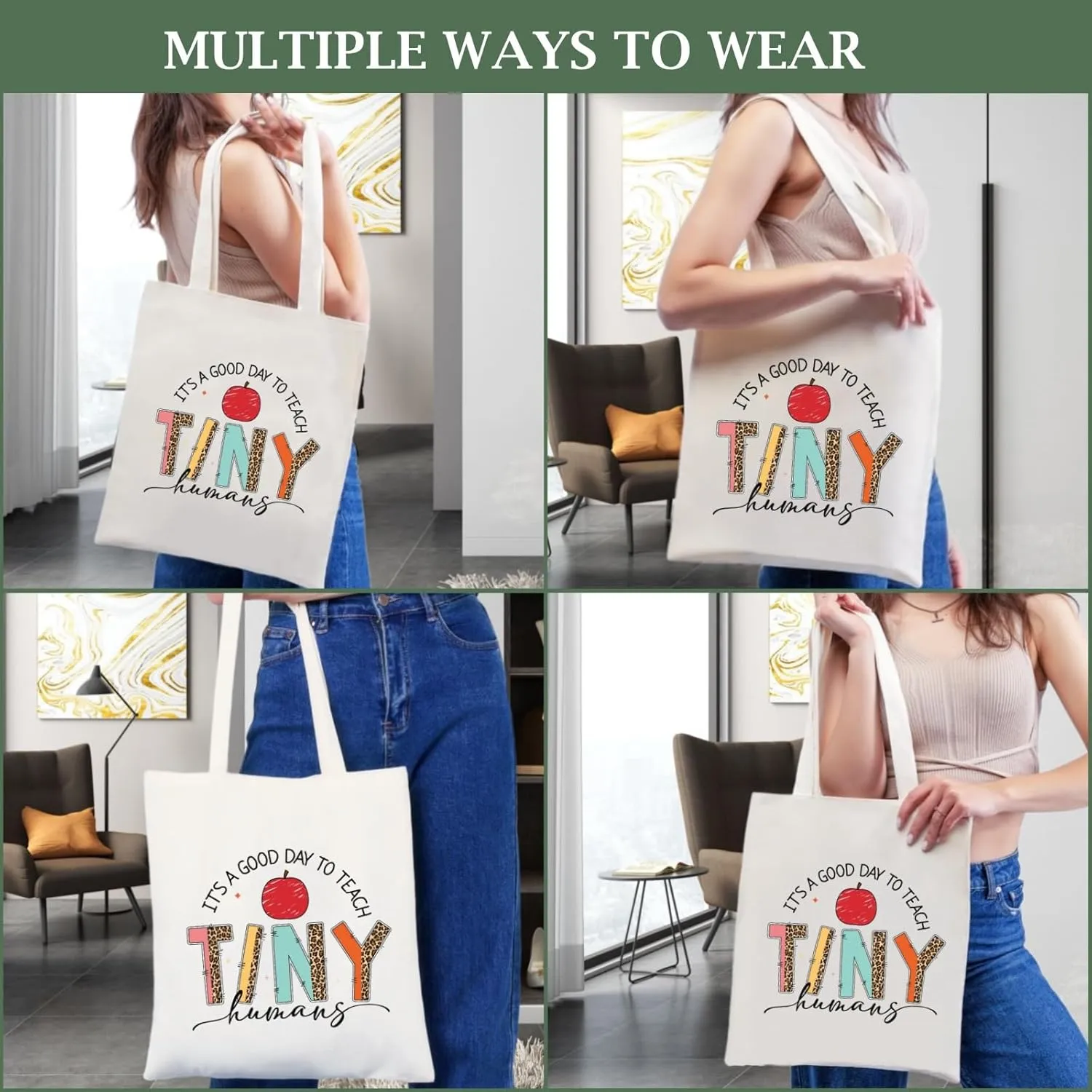 Teacher Appreciation Gifts Canvas Tote Bags Aesthetic for Women Cloth Cotton Bags Travel Bag Reusable Grocery Shopping Bag