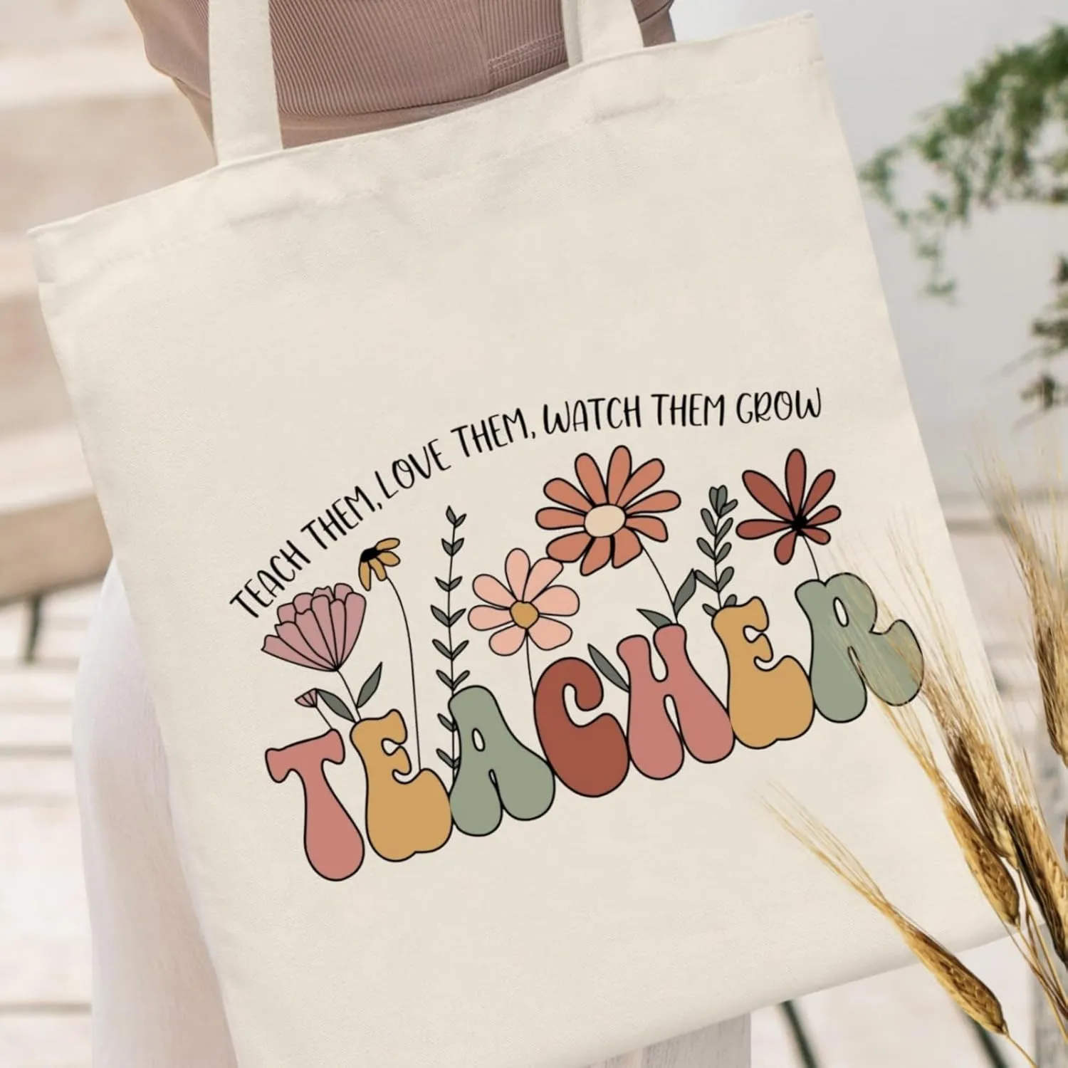 Teacher Appreciation Gifts Canvas Tote Bags Aesthetic for Women Cloth Cotton Bags Travel Bag Reusable Grocery Shopping Bag