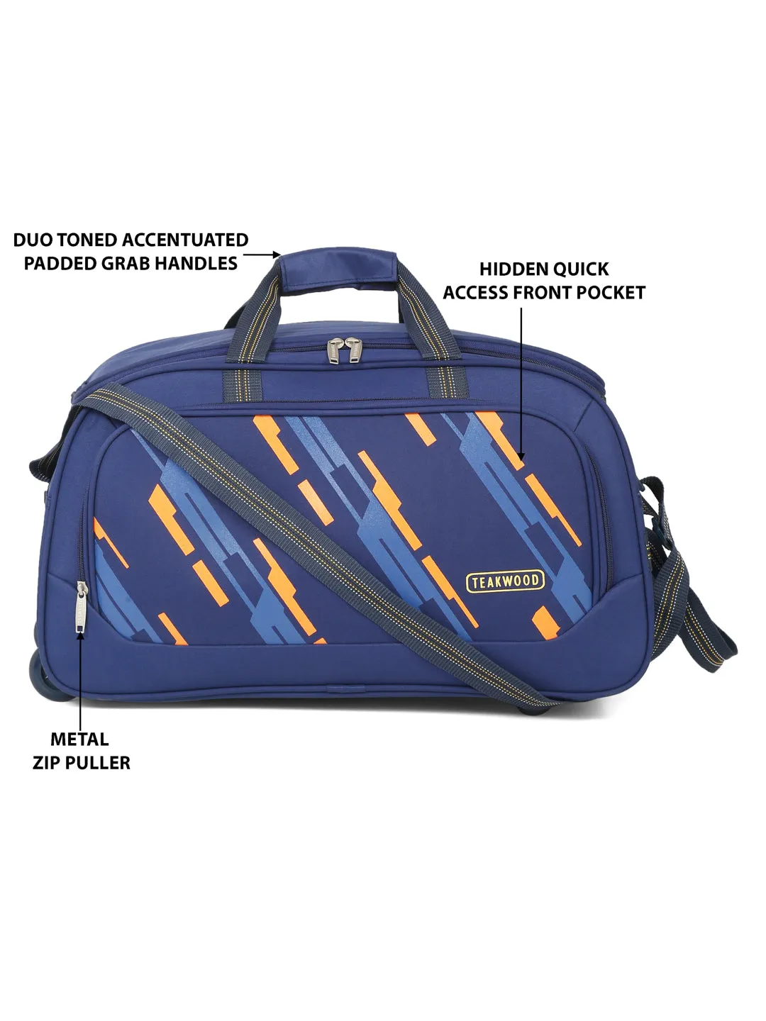 Teakwood Leather Navy Blue Printed Small Duffel Bag