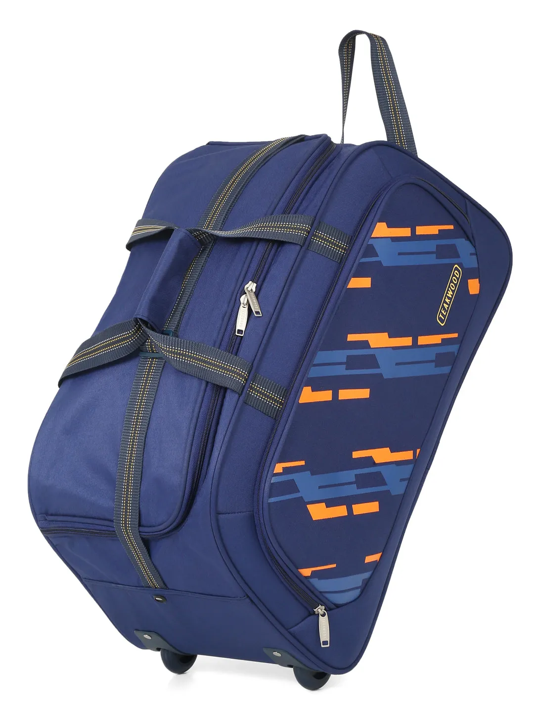 Teakwood Leather Navy Blue Printed Small Duffel Bag