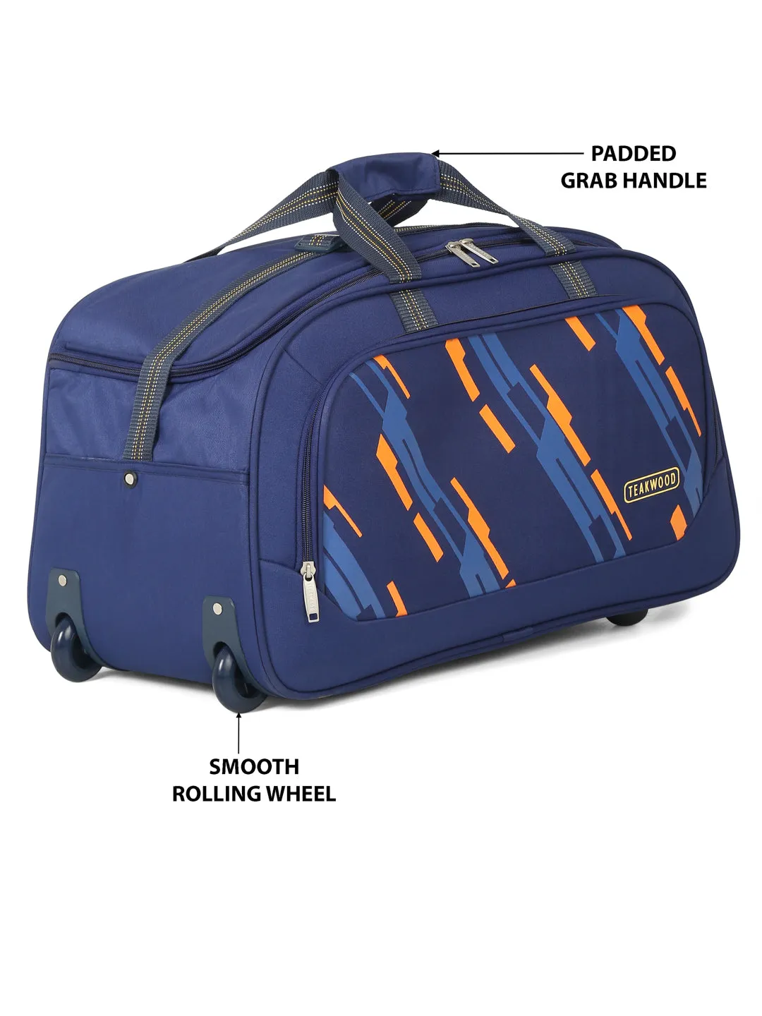 Teakwood Leather Navy Blue Printed Small Duffel Bag