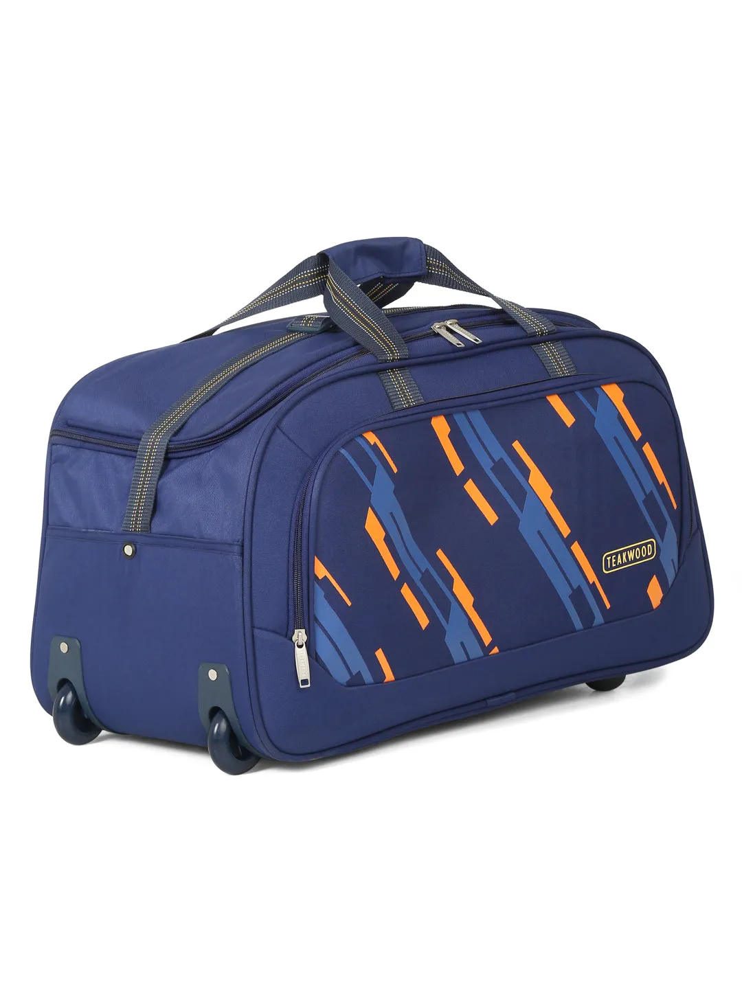 Teakwood Leather Navy Blue Printed Small Duffel Bag