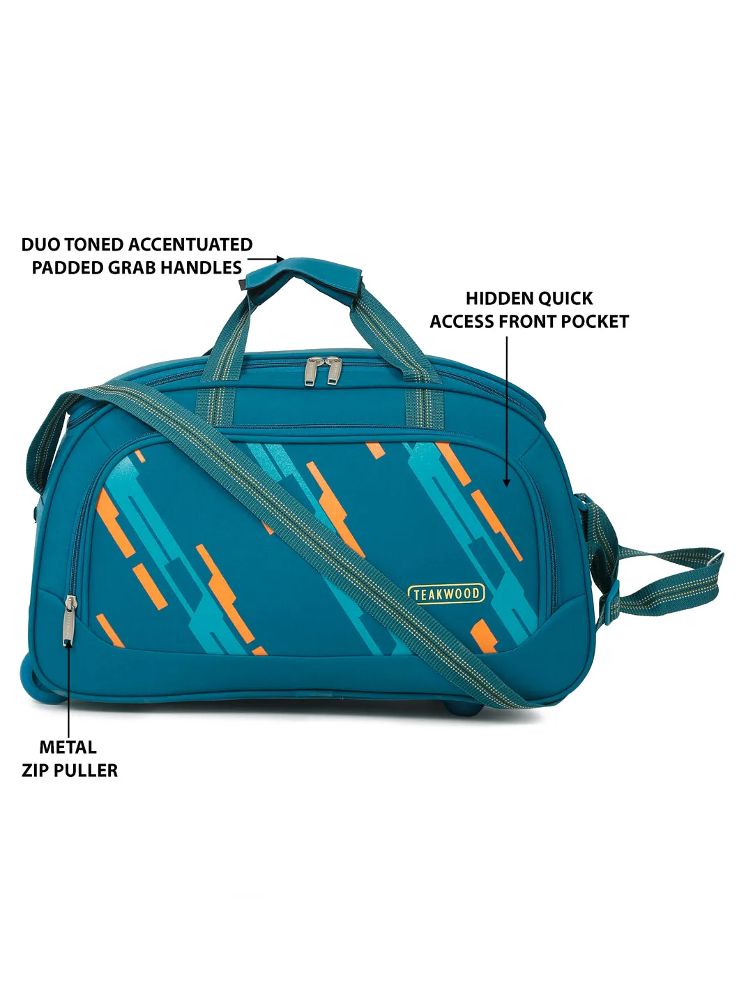 Teakwood Leather Teal Printed Large Duffel Bag