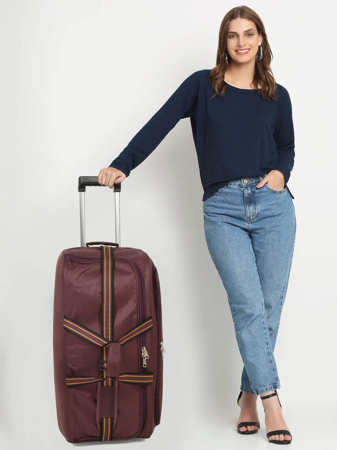 Teakwood Leathers Purple Solid Large Duffle Trolley Bag
