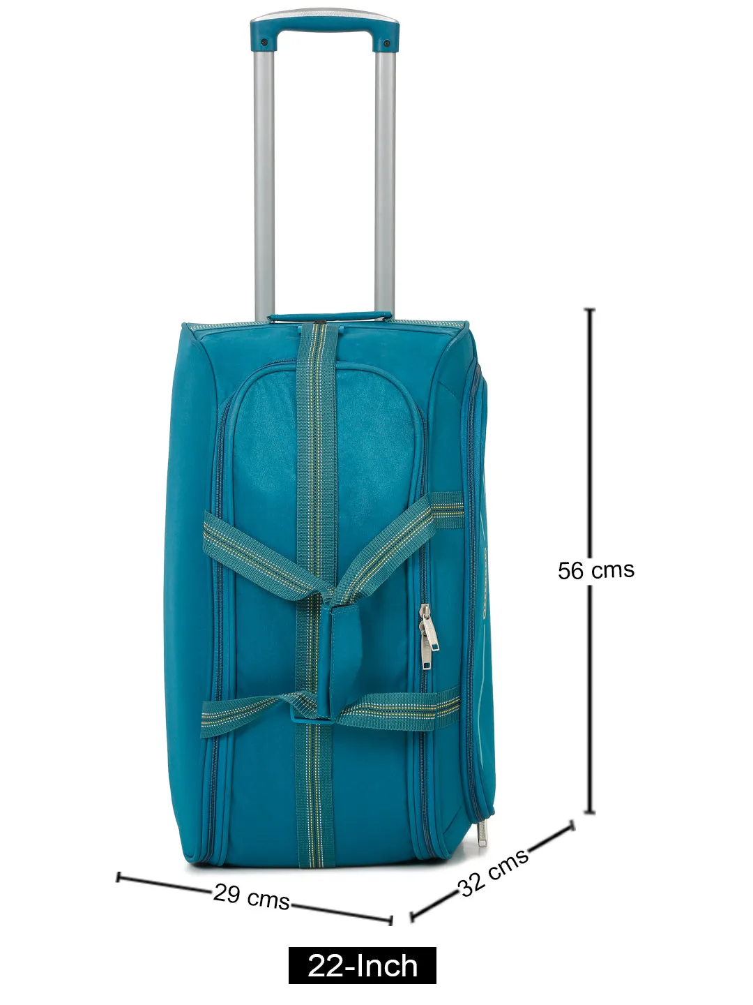 Teal Printed Medium Duffel Trolley Bag