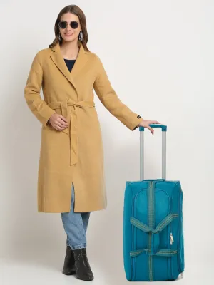Teal Printed Medium Duffel Trolley Bag