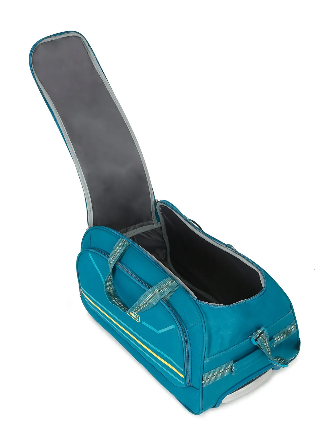Teal Printed Medium Duffel Trolley Bag