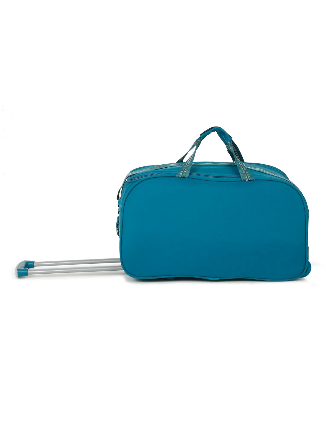 Teal Printed Medium Duffel Trolley Bag