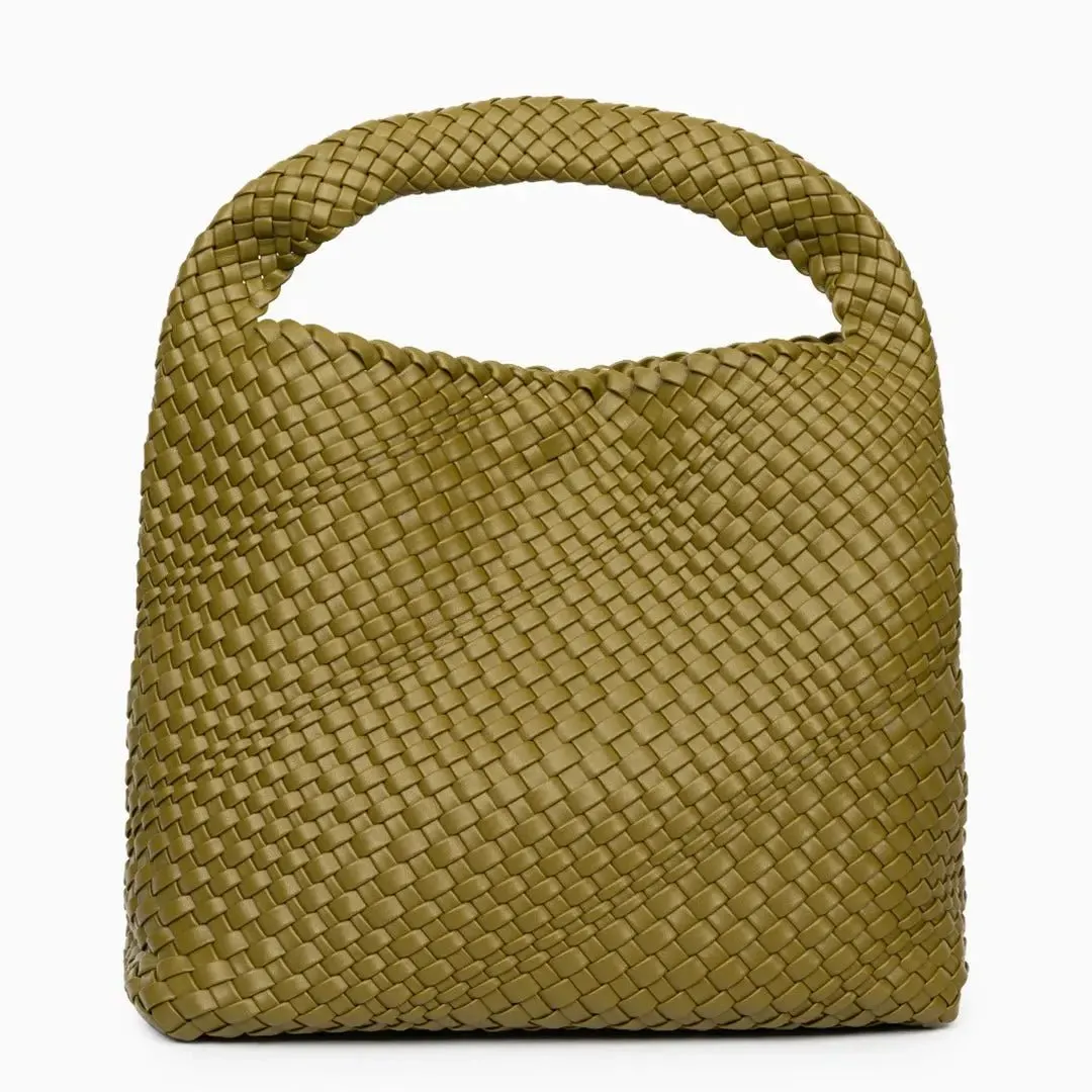 The Charlotte | Elegant & Spacious Leather-Woven Bucket  Shoulder Bag