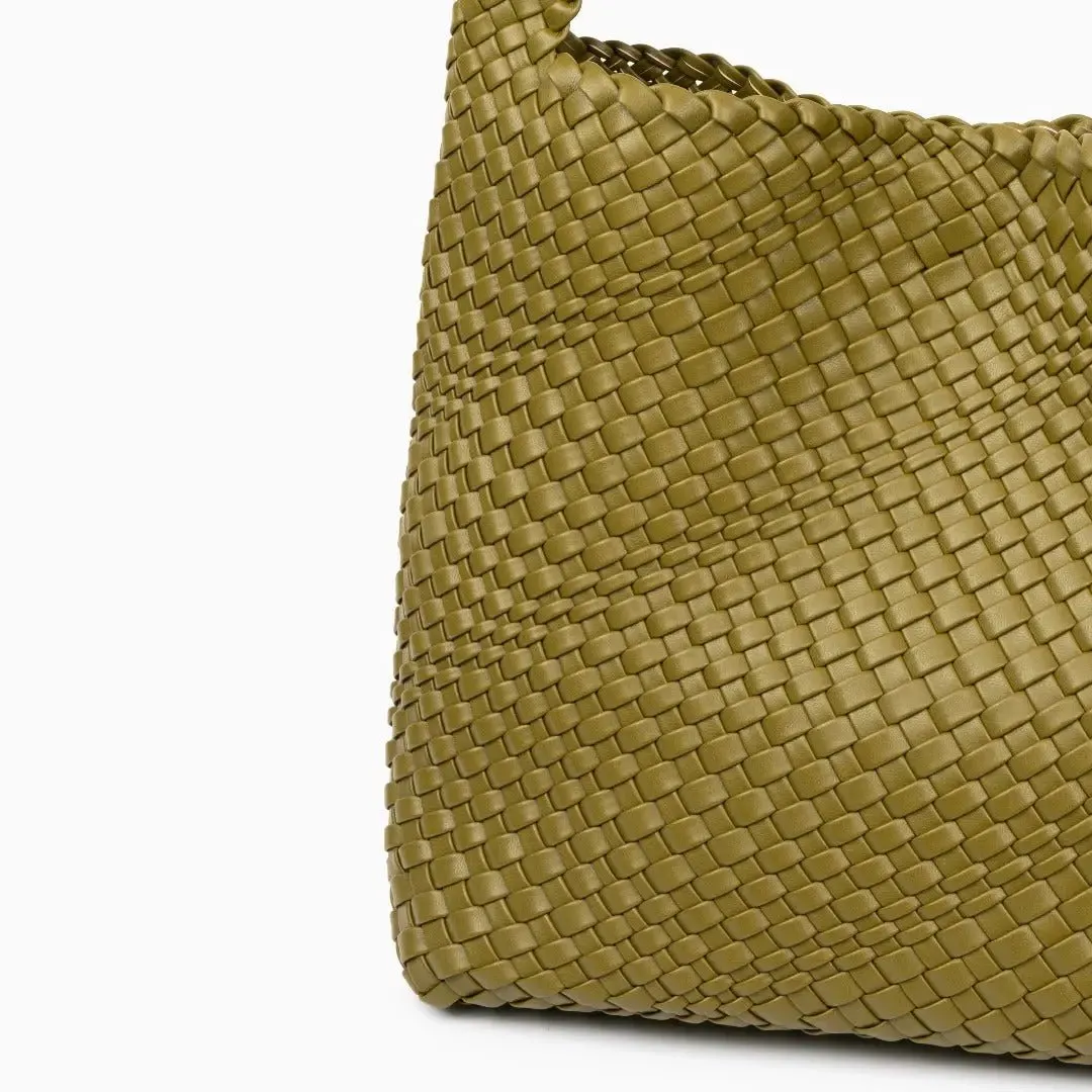 The Charlotte | Elegant & Spacious Leather-Woven Bucket  Shoulder Bag