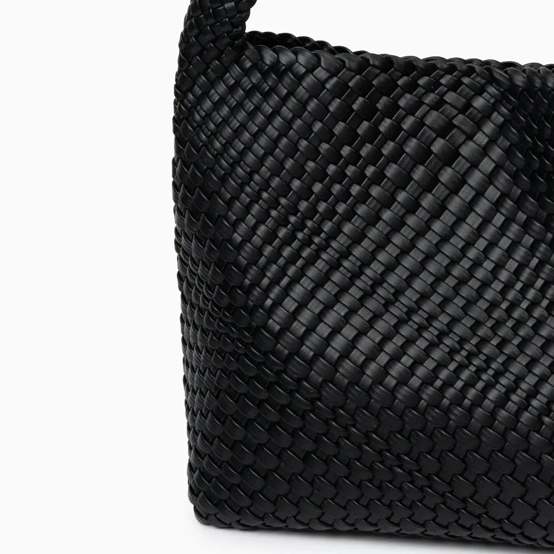 The Charlotte | Elegant & Spacious Leather-Woven Bucket  Shoulder Bag