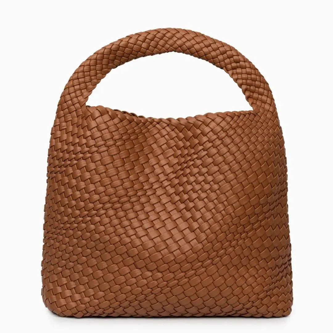 The Charlotte | Elegant & Spacious Leather-Woven Bucket  Shoulder Bag