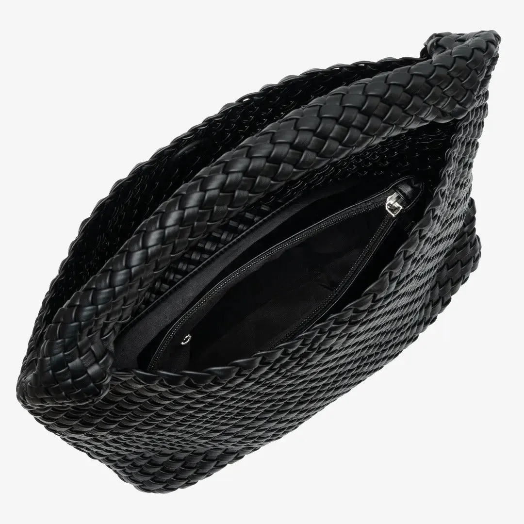 The Charlotte | Elegant & Spacious Leather-Woven Bucket  Shoulder Bag