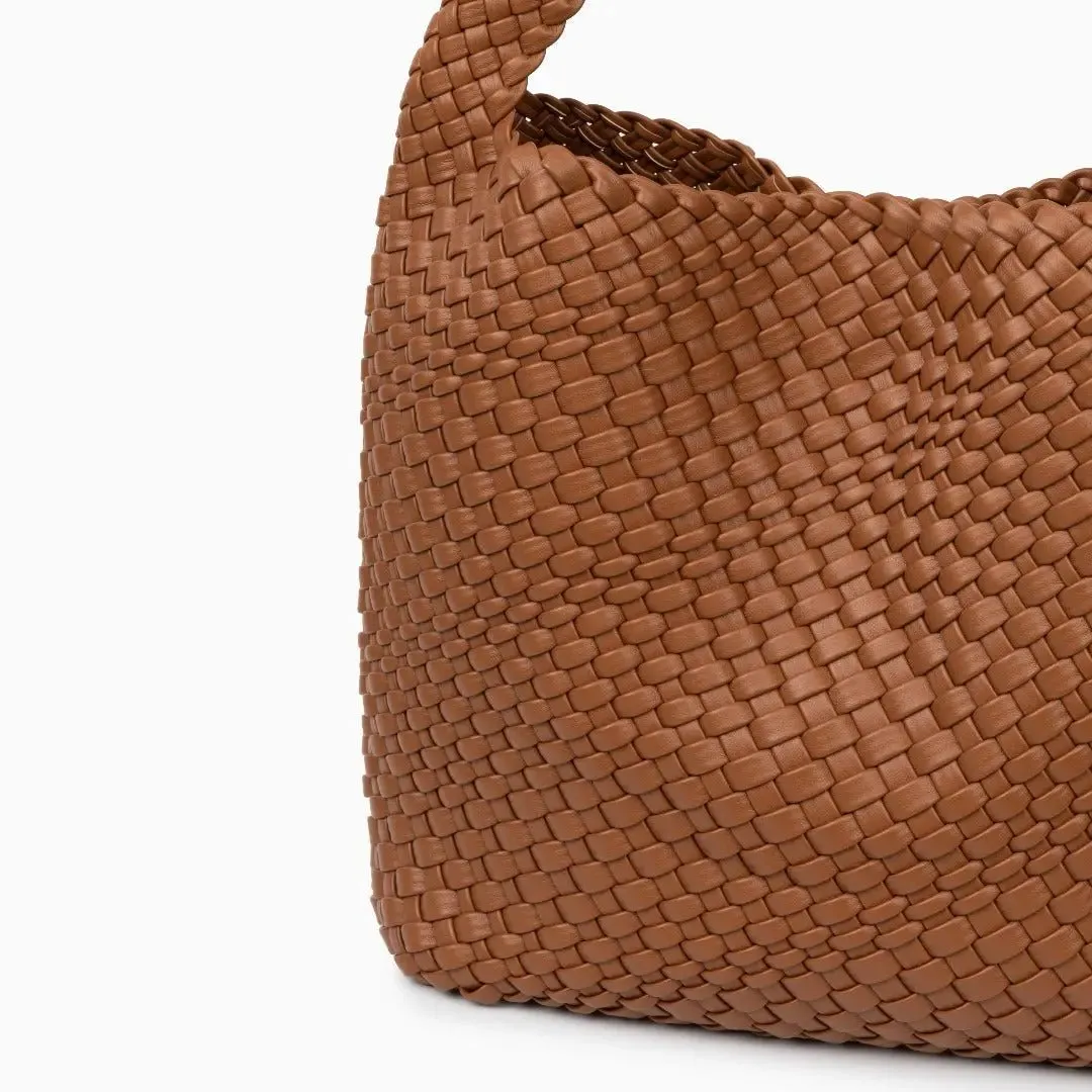 The Charlotte | Elegant & Spacious Leather-Woven Bucket  Shoulder Bag