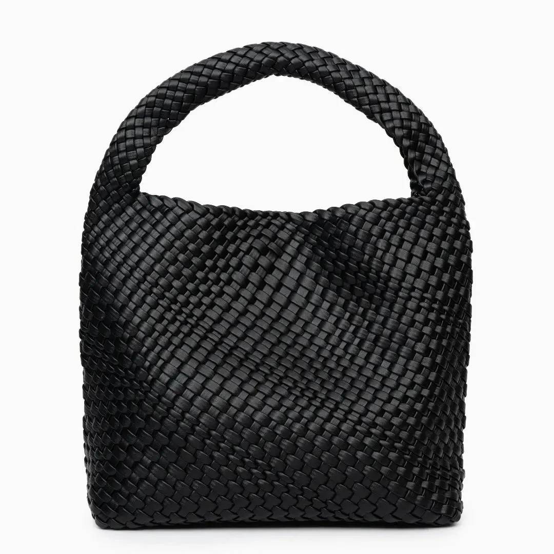 The Charlotte | Elegant & Spacious Leather-Woven Bucket  Shoulder Bag