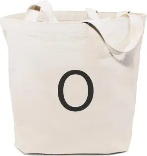 The Cotton & Canvas Co. Personalized Modern Monogram Floral Initial Tote, Beige, Large
