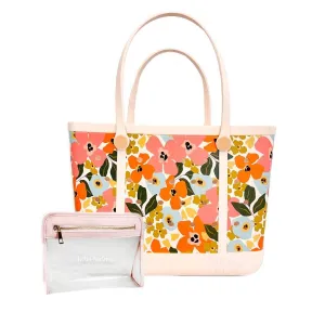 The Darling Effect - Carry-It-All Tote Bag- Rubber Beach Bag- Lil' Floral Delight