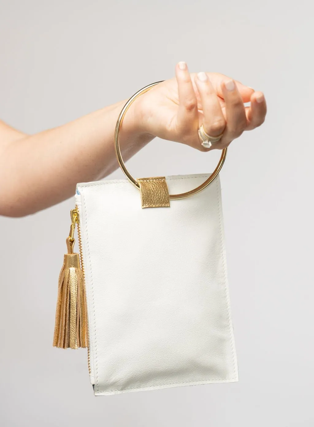 The Metal Ring Wristlet | White