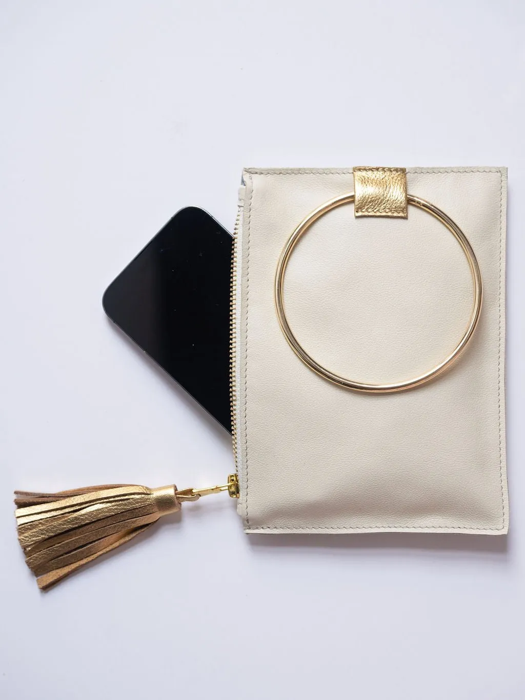 The Metal Ring Wristlet | White