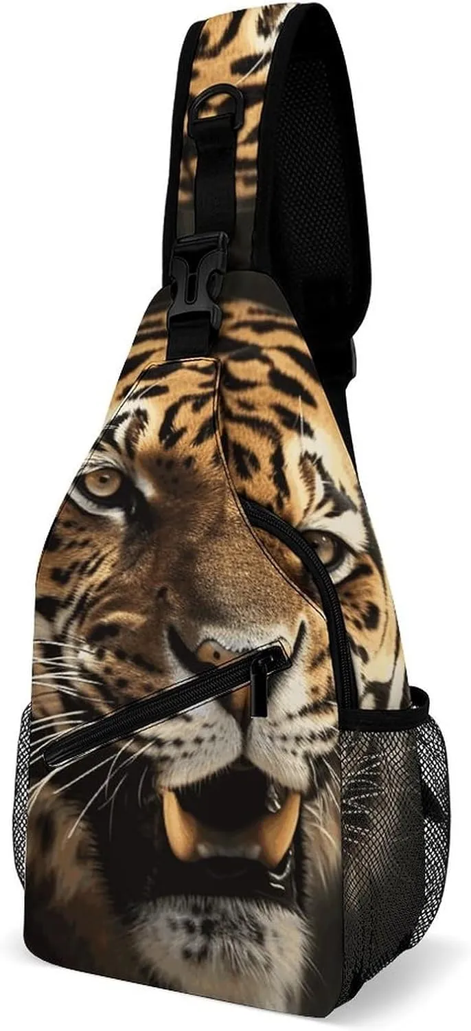 Tiger Sling Bag Crossbody Chest Bags Hiking Backpack Shoulder Backpack For Women Men Travel