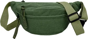 TNSLAND Women's Shoulder Bag, Bum Bag, Women's Small, Fashionable Cord Crossbody Bag, Stylish & Practical Chest Bag, Belt Bag, Waist Bags for Outdoor Sports, Travel, Running, School (Green), Green,
