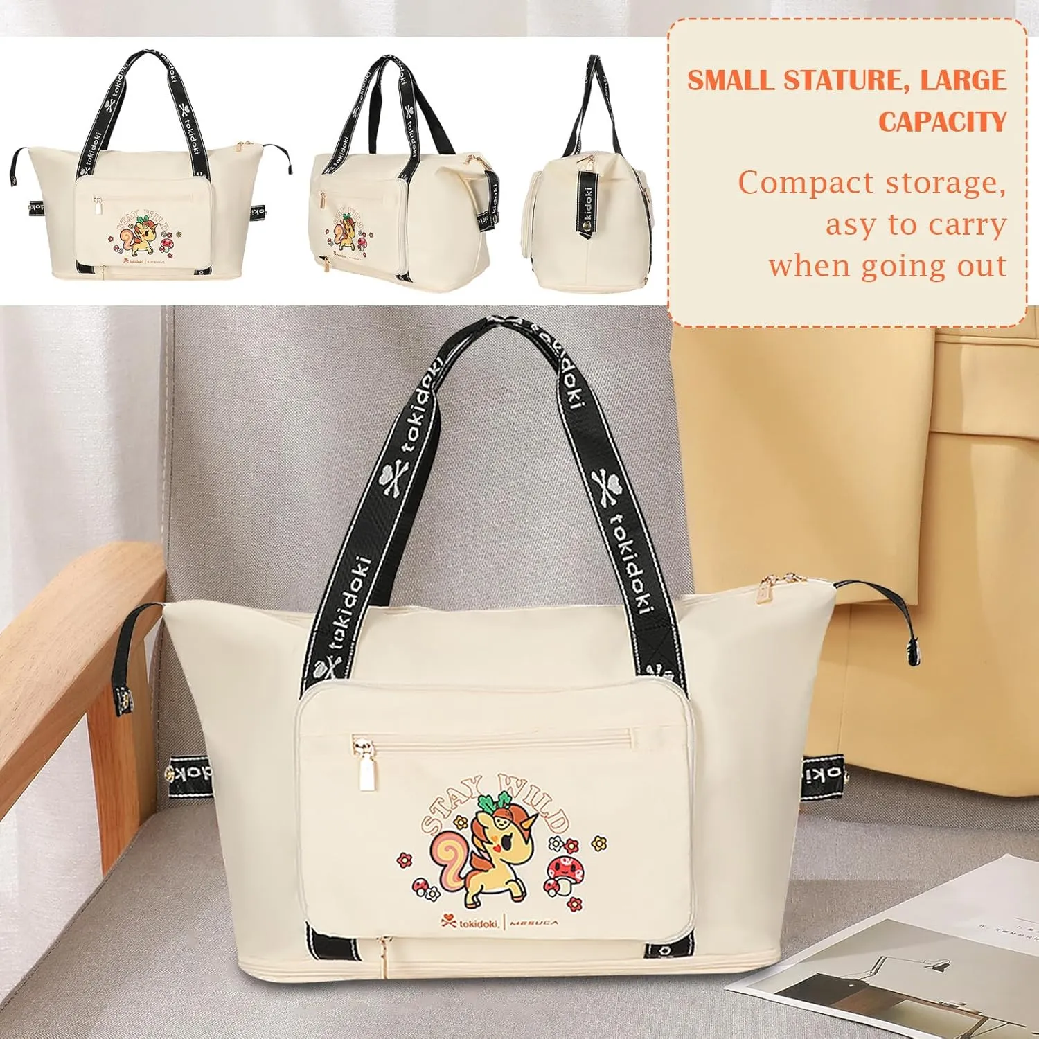 Tokidoki Unicorn Weekender Carry On Duffel Bag For Women Foldie Travel Bags Expandable 42X30X22 Large Capacity Tote Luggage For Sports Gym Overnight Airlines