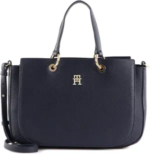 Tommy Hilfiger Women's Th Emblem Satchel Aw0aw14503 Shoulder Bags, Space Blue