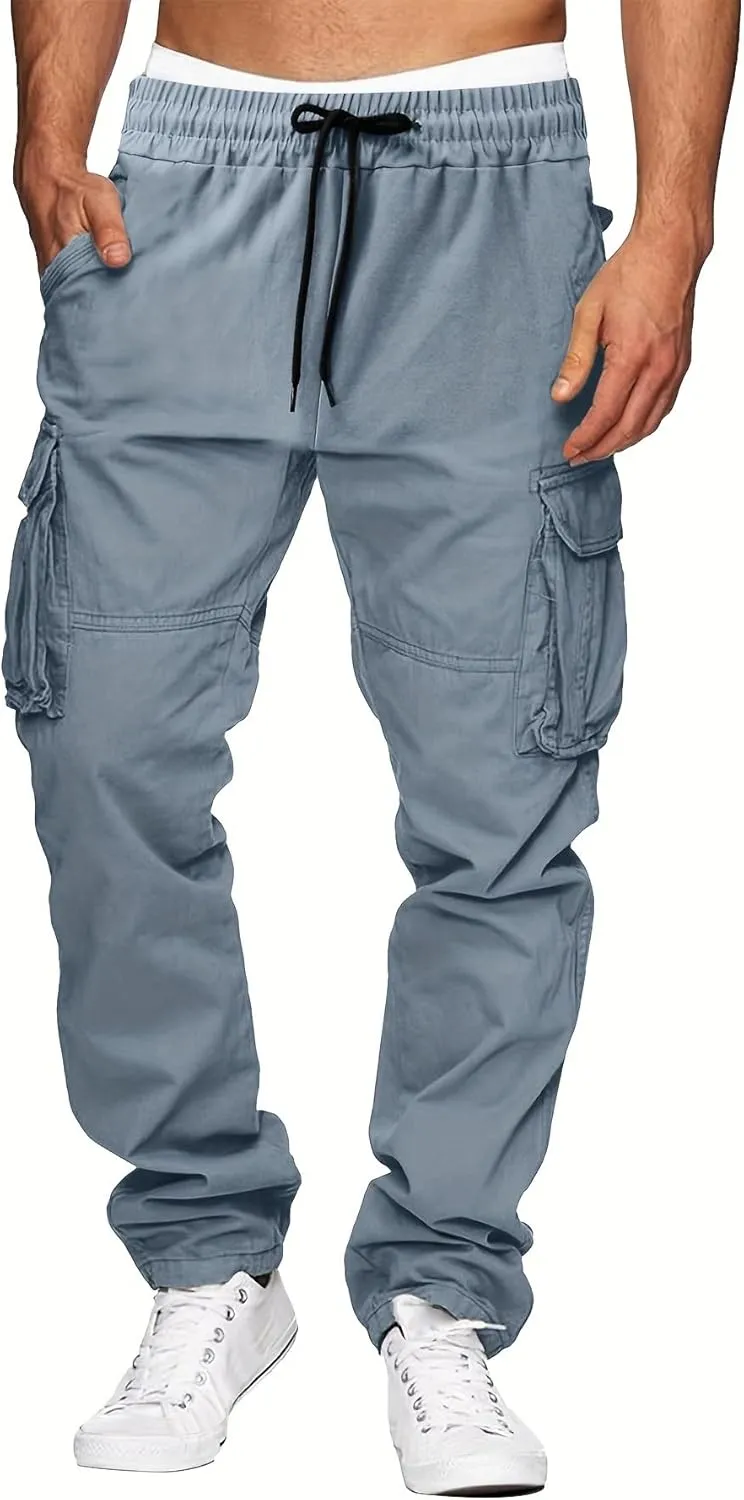 Tooluck Men's Solid Multi Pocket Casual Cargo Pant