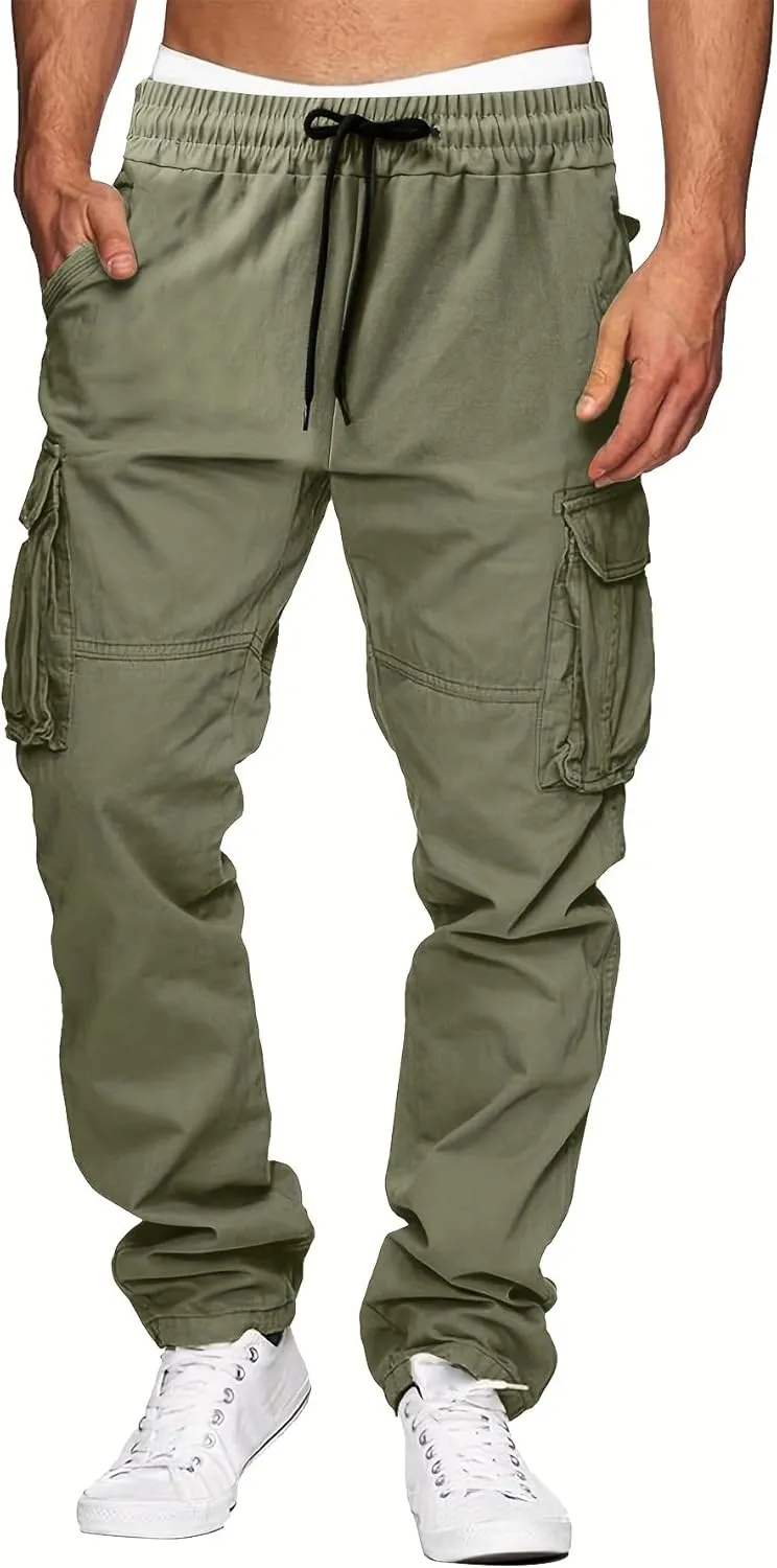 Tooluck Men's Solid Multi Pocket Casual Cargo Pant
