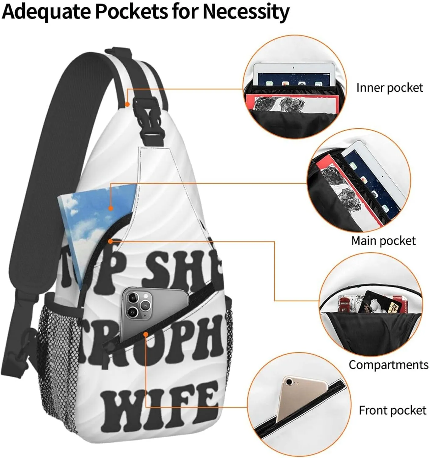 Top Shelf Trophys Wife Small Crossbody Backpack Sling Bag For Men Women Mini One Shoulder Chest Bags Gym Sport Travel Hiking Daypack