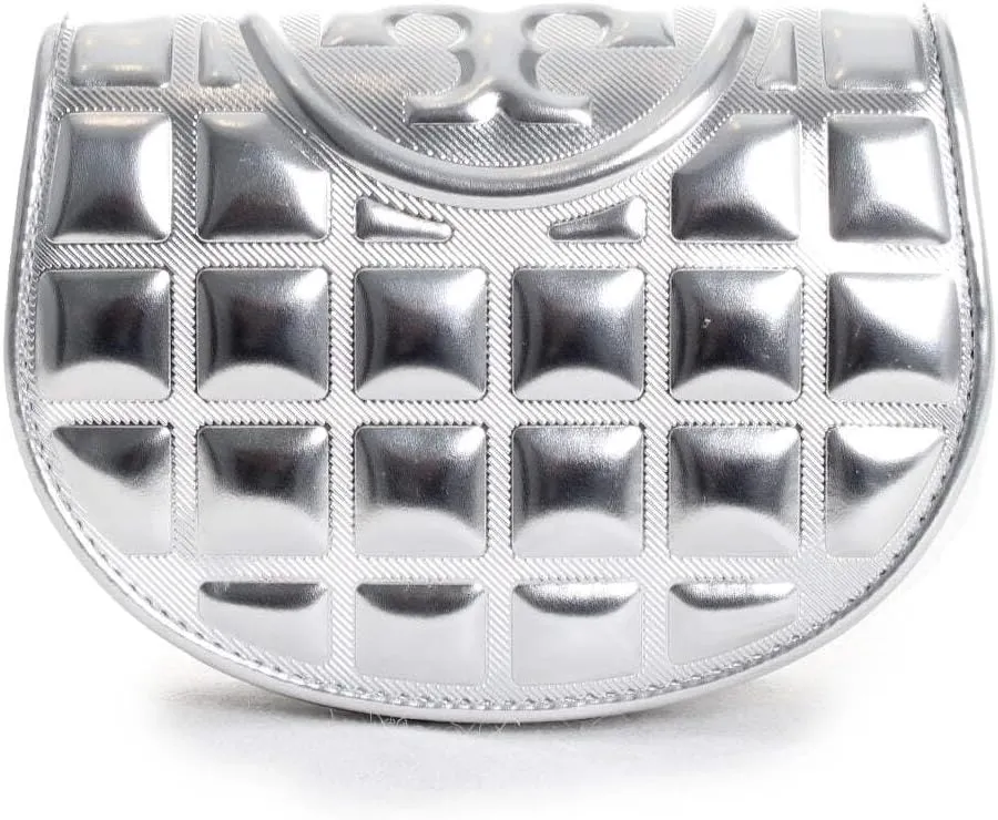 Tory Burch Fleming Metallic Square Quilt Mini Chain Wallet